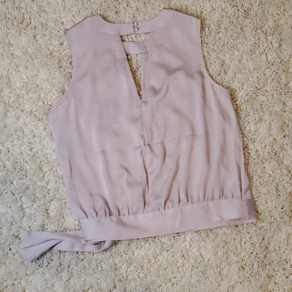 Satin Surplice Cut Out Side Tie Sleeveless Top